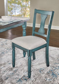 Distressed Teal Blue Dining Chair Set of 2 F40828