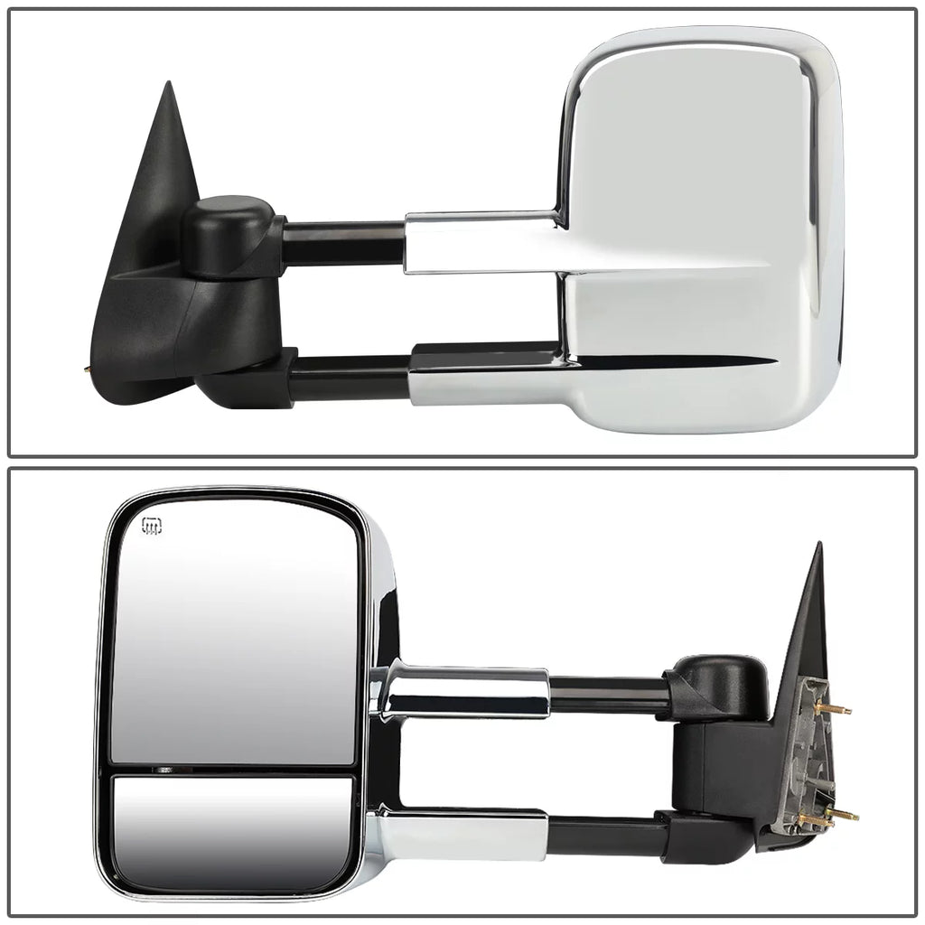 Chrome Textured Telescoping Manual Side Towing Mirrors O815509