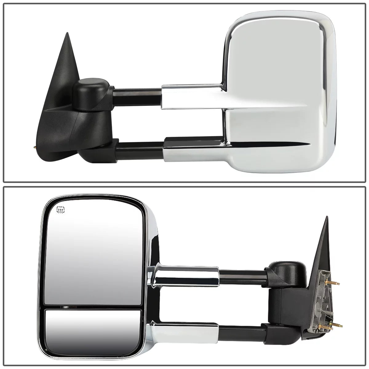 Chrome Textured Telescoping Manual Side Towing Mirrors O815509