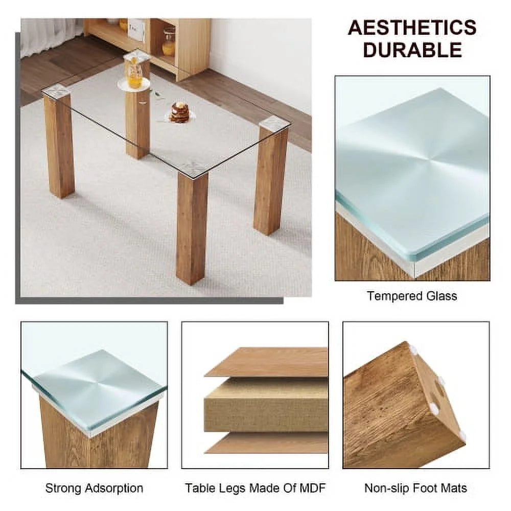 1 Table 4 Chairs Modern Minimalist Glass Dining Table Set Y958