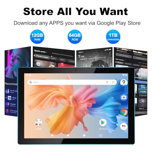 10 Inch Android Tablet with Keyboard 12GB RAM 64GB ROM 6000mAh Battery J91819