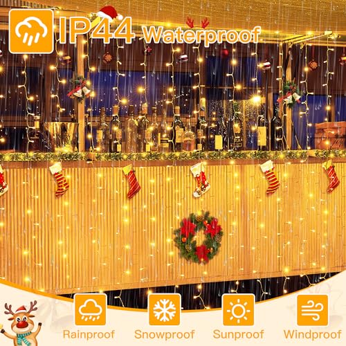 Warm White 200 LED Curtain Lights with Remote G5420