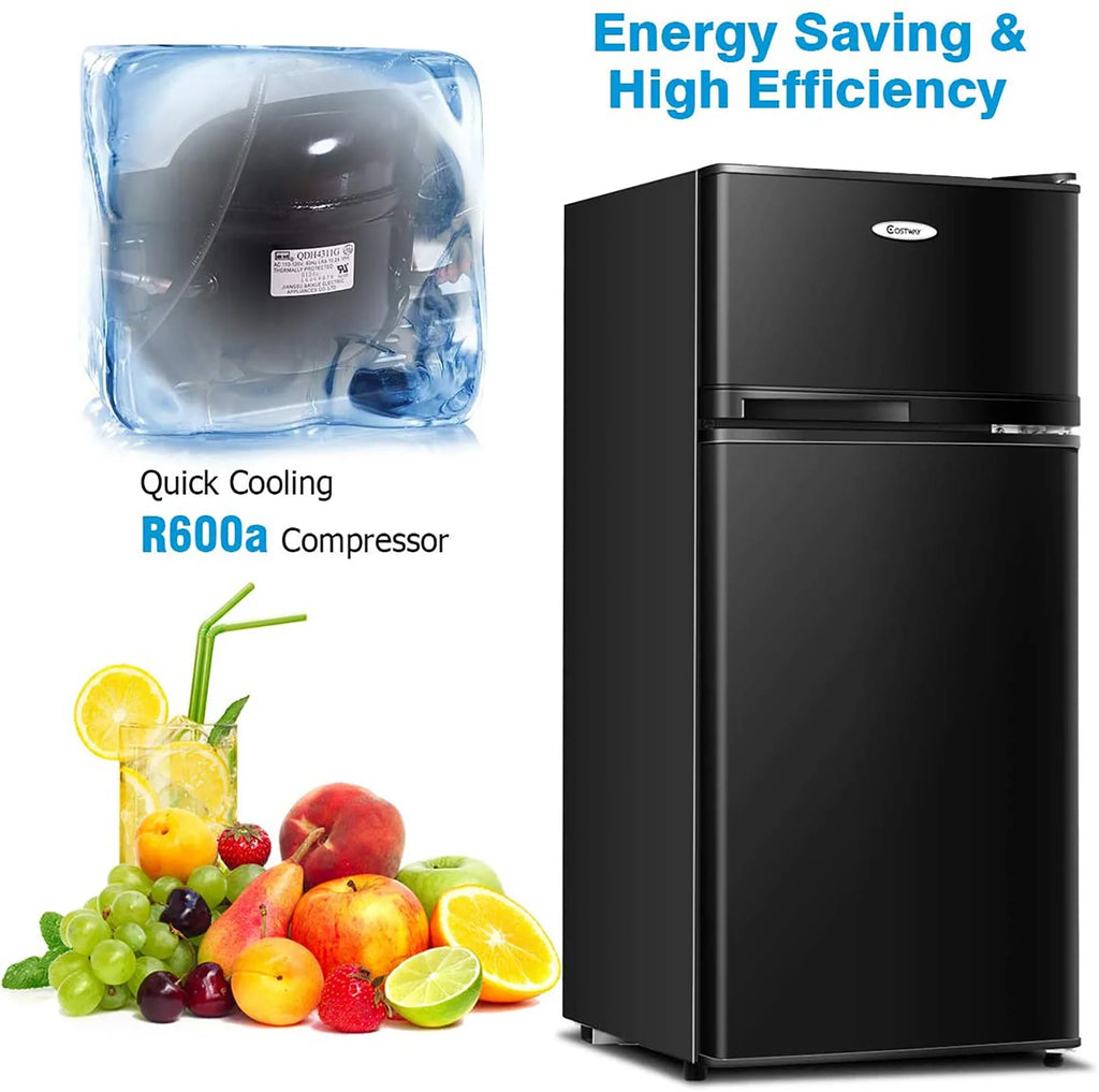2 Doors 3.4 cu ft. Compact Mini Refrigerator Freezer M9375