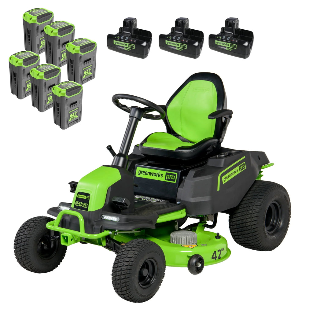 60V 42 Cordless Battery Riding Lawn Mower with 8.0Ah Batteries R766