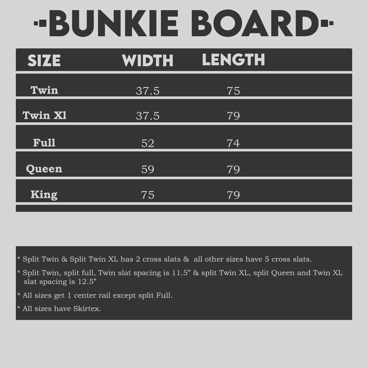 1.5 Split Wooden Bunkie Board Y2000