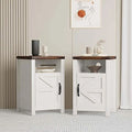 White Wooden Nightstand End Table with USB and Socket Set of 2 O70080