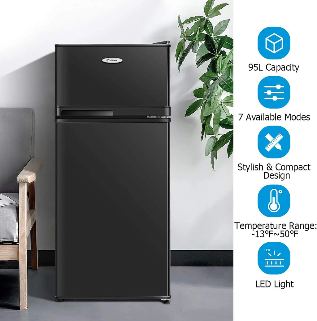2 Doors 3.4 cu ft. Compact Mini Refrigerator Freezer M9375