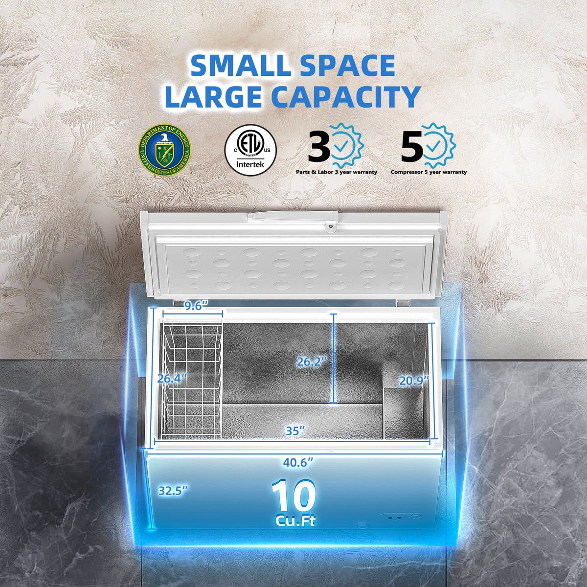 10 Cu.Ft. White Chest Freezer with Removable Basket G14369