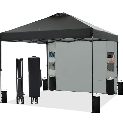10'x10' Pop Up Canopy Tent with 1 Sidewall and 6 Pockets, White P70639