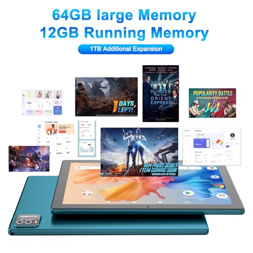 10 Inch Android Tablet with Keyboard 12GB RAM 64GB ROM 6000mAh Battery J91819