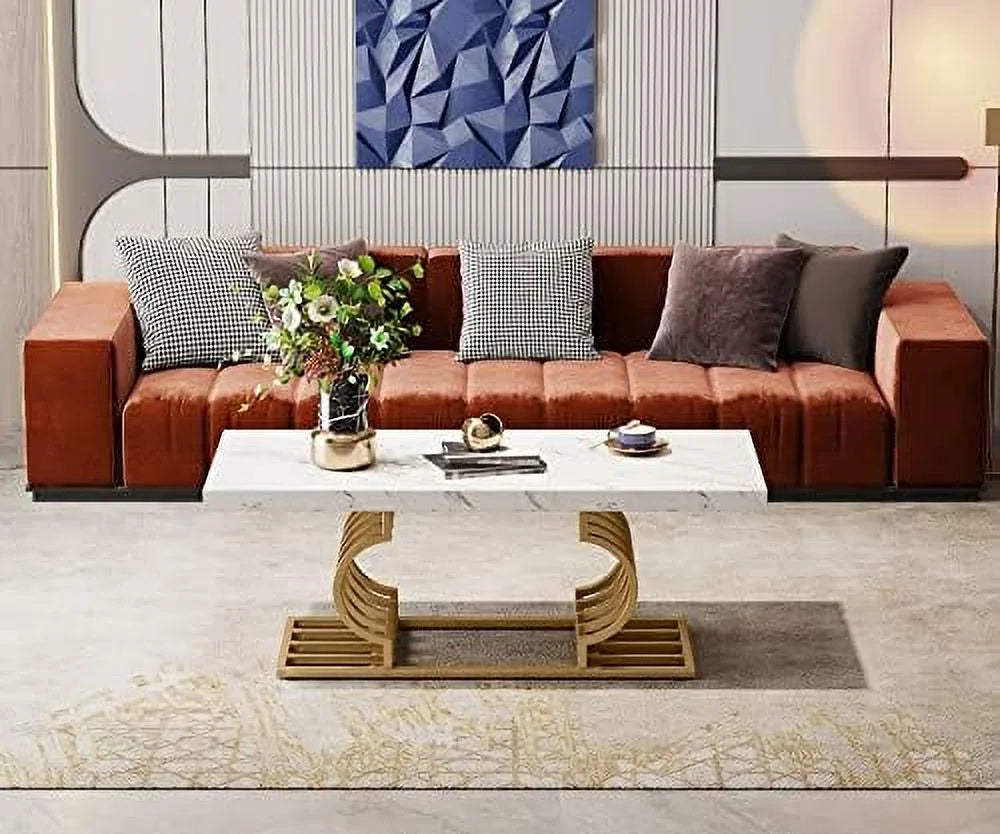 47 Inch Faux Marble Coffee Table I929