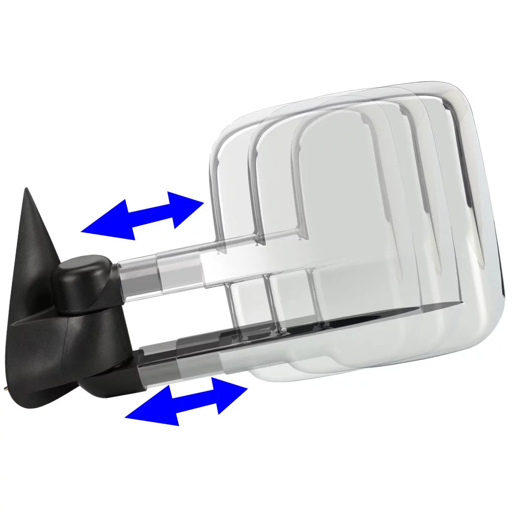 Chrome Textured Telescoping Manual Side Towing Mirrors O815509