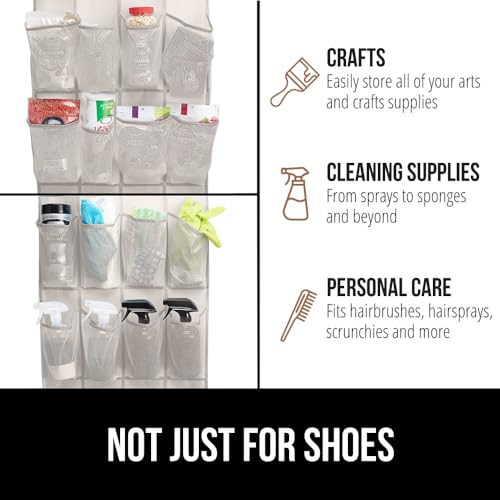 Over the Door Shoe Organizer, 24 Mesh Pockets, Black N3783