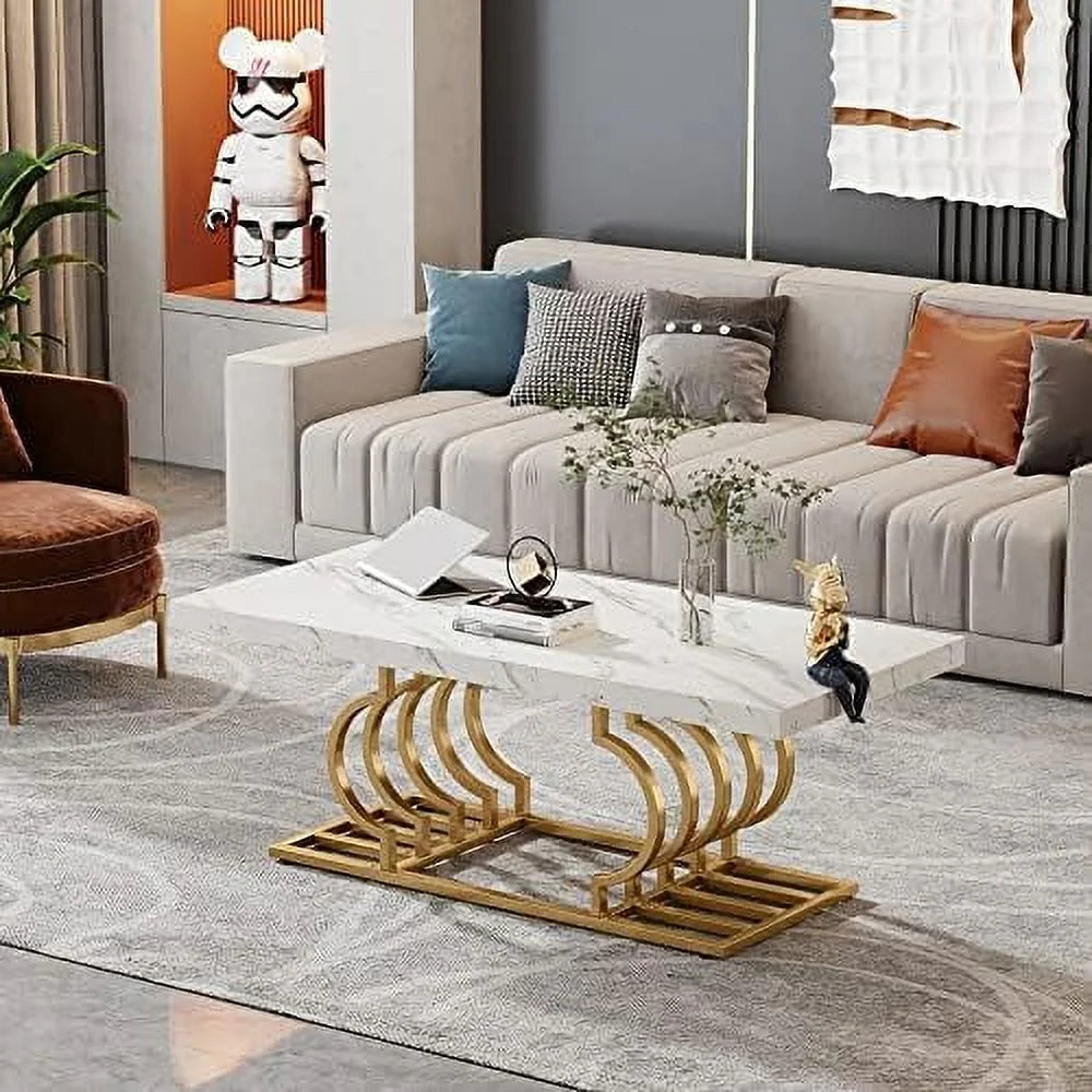 47 Inch Faux Marble Coffee Table I929