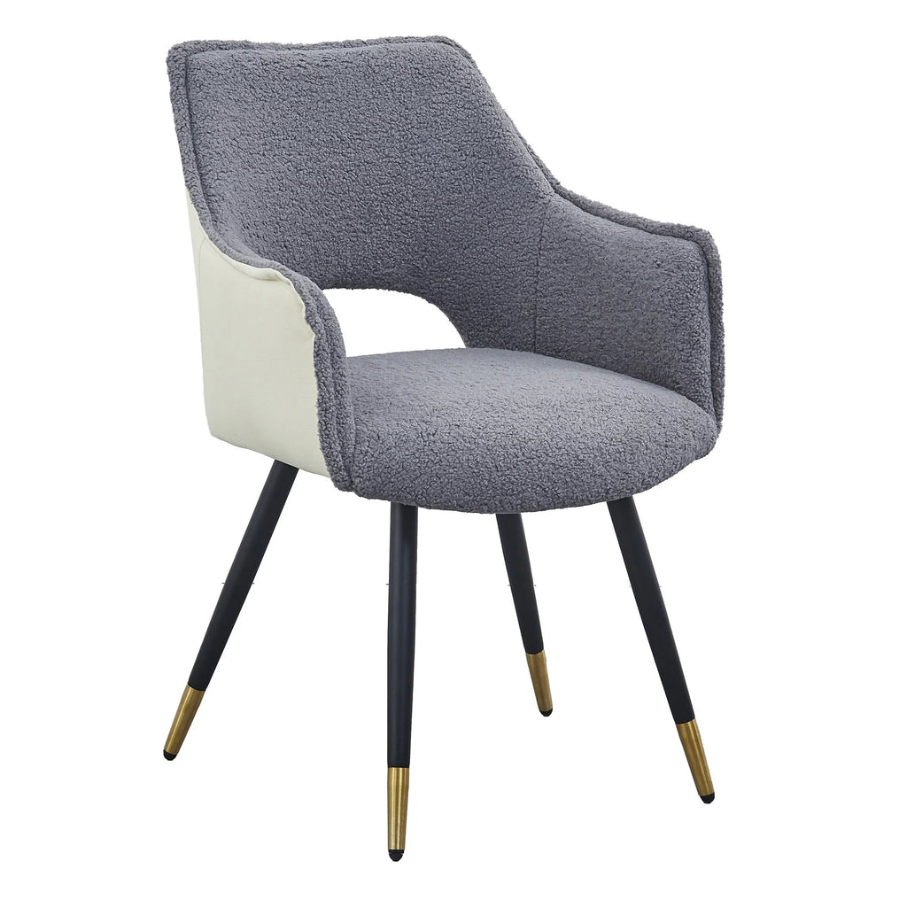 23 in. Gray Fabric Black Metal Legs Dining Chair W6189