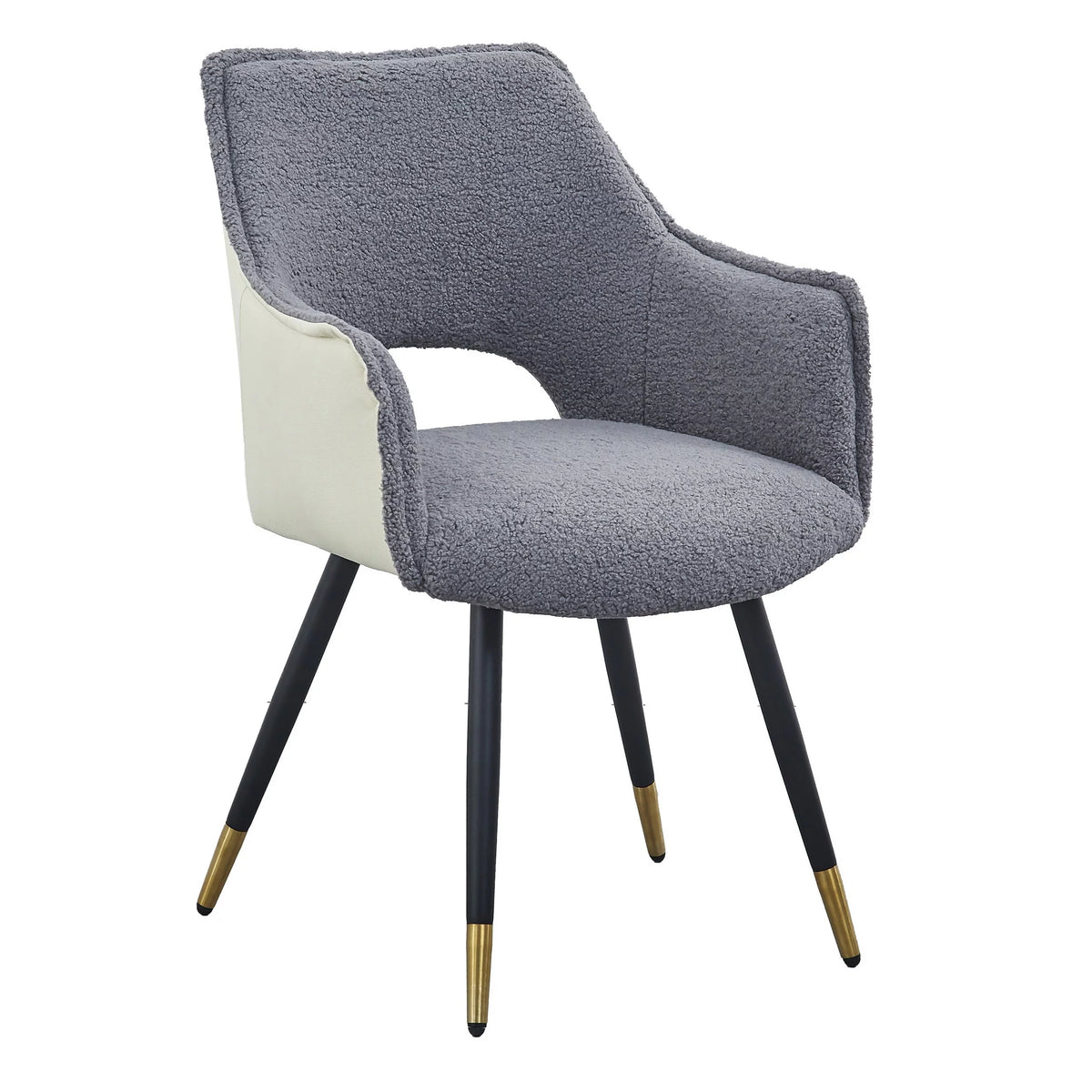 23 in. Gray Fabric Black Metal Legs Dining Chair W6189