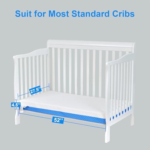 Baby Crib Mattress with Removable Outer Cover, White & Blue H378506