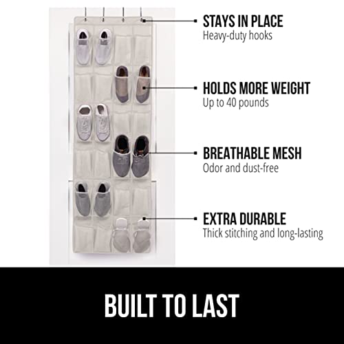 Over the Door Shoe Organizer, 24 Mesh Pockets, Black N3783