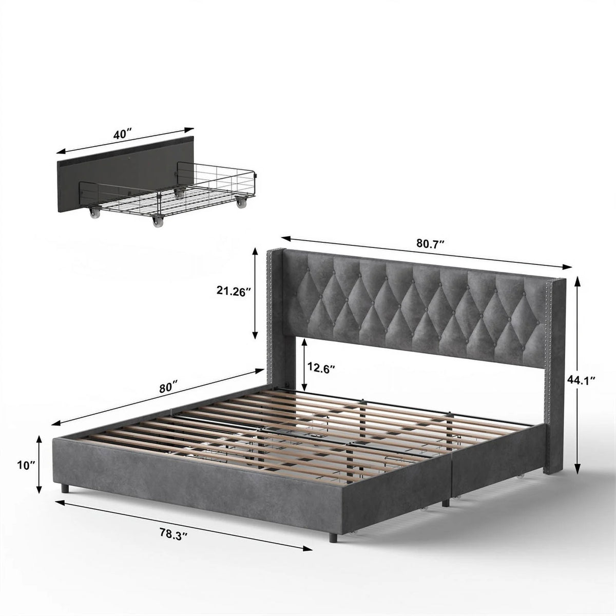 Velvet King Size Platform Bed S5895