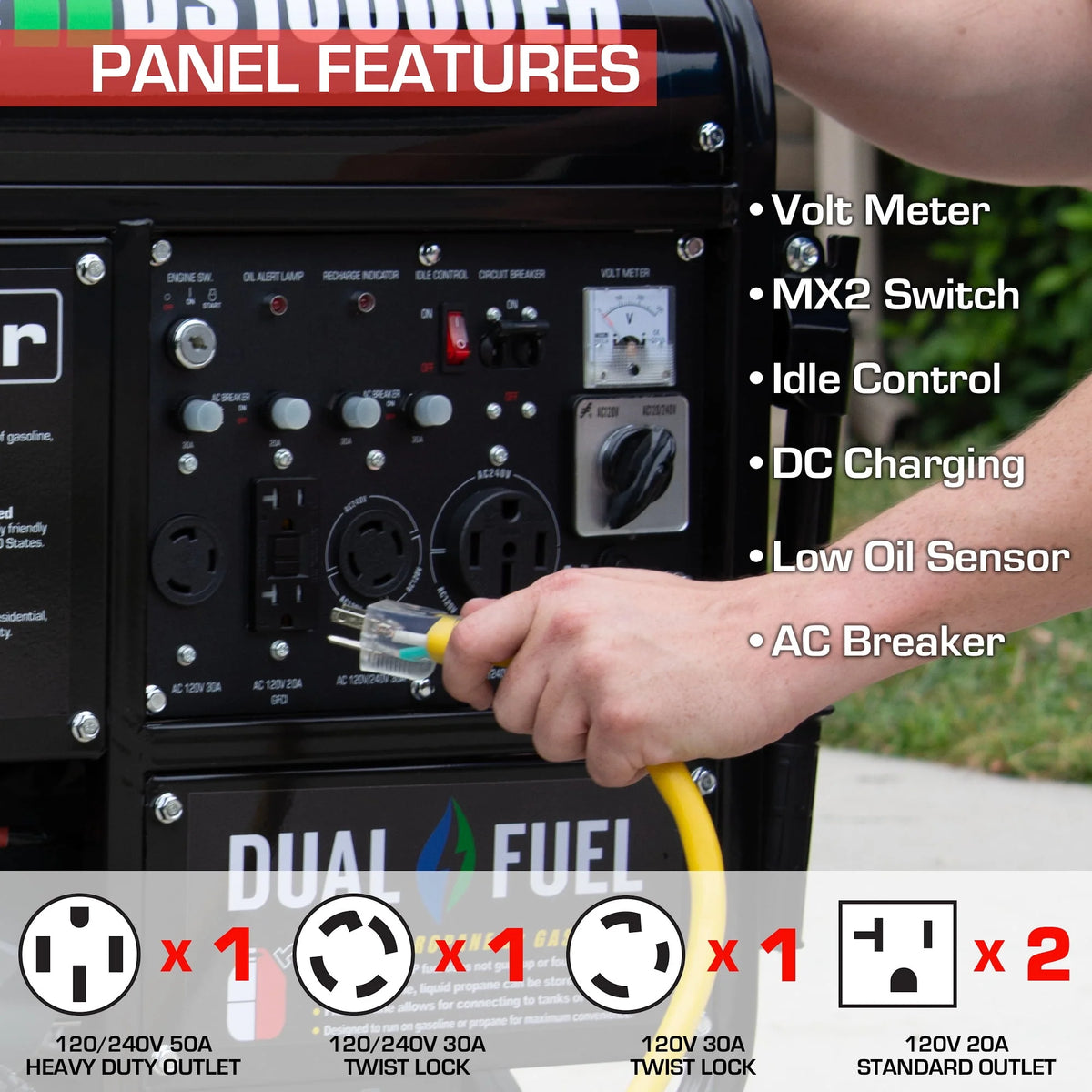 10000-Watt Dual Fuel Generator with Electric Start Y2627