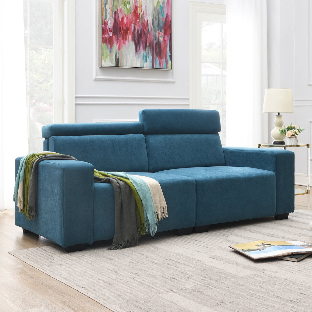 2-Seater Velvet Sectional Sofa with Adjustable Headrest K182329