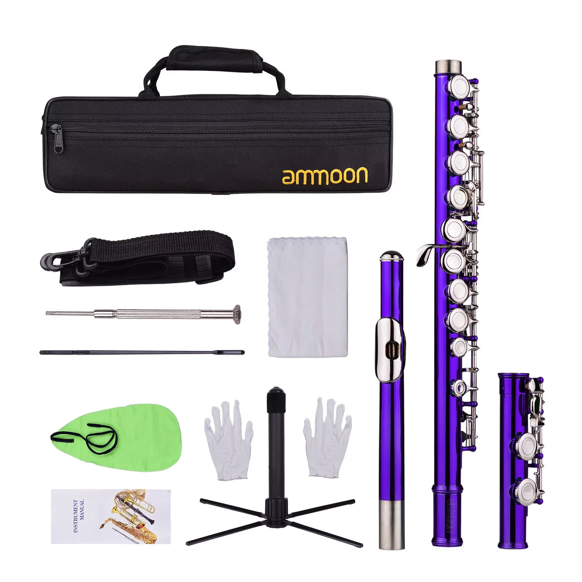 16 Keys Cupronickel Nickel-plated Closed Hole C Flute with Carry Case J783