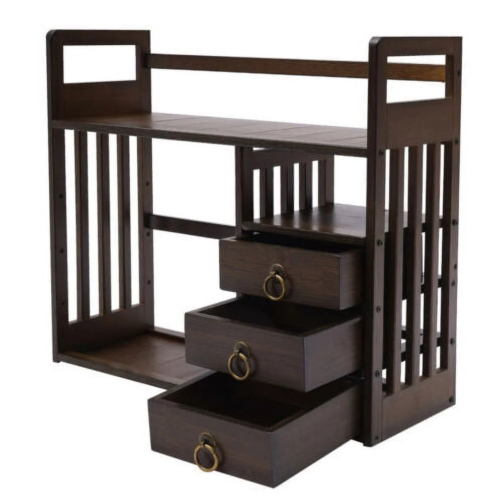 3 Drawers Bamboo Top Desktop Bookshelf Q7258