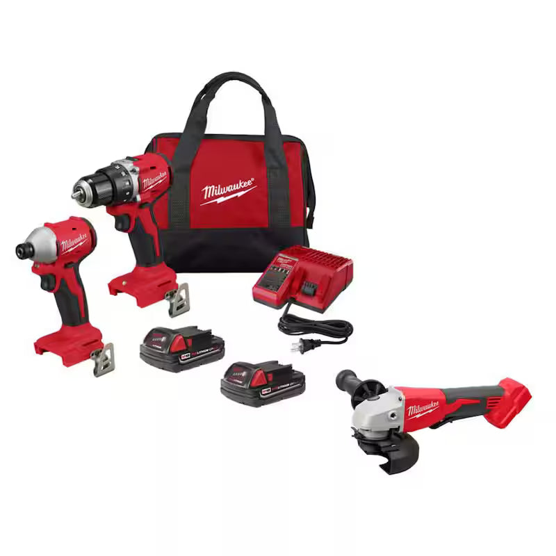 18V Lithium-Ion Brushless Cordless Compact Drill/Impact Combo Kit (2-Tool) with Brushless Grinder Z12046