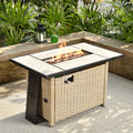 Outdoor Wicker Propane Fire Pit Table 42-Inch 50,000 BTU with Cover & Lid B3722