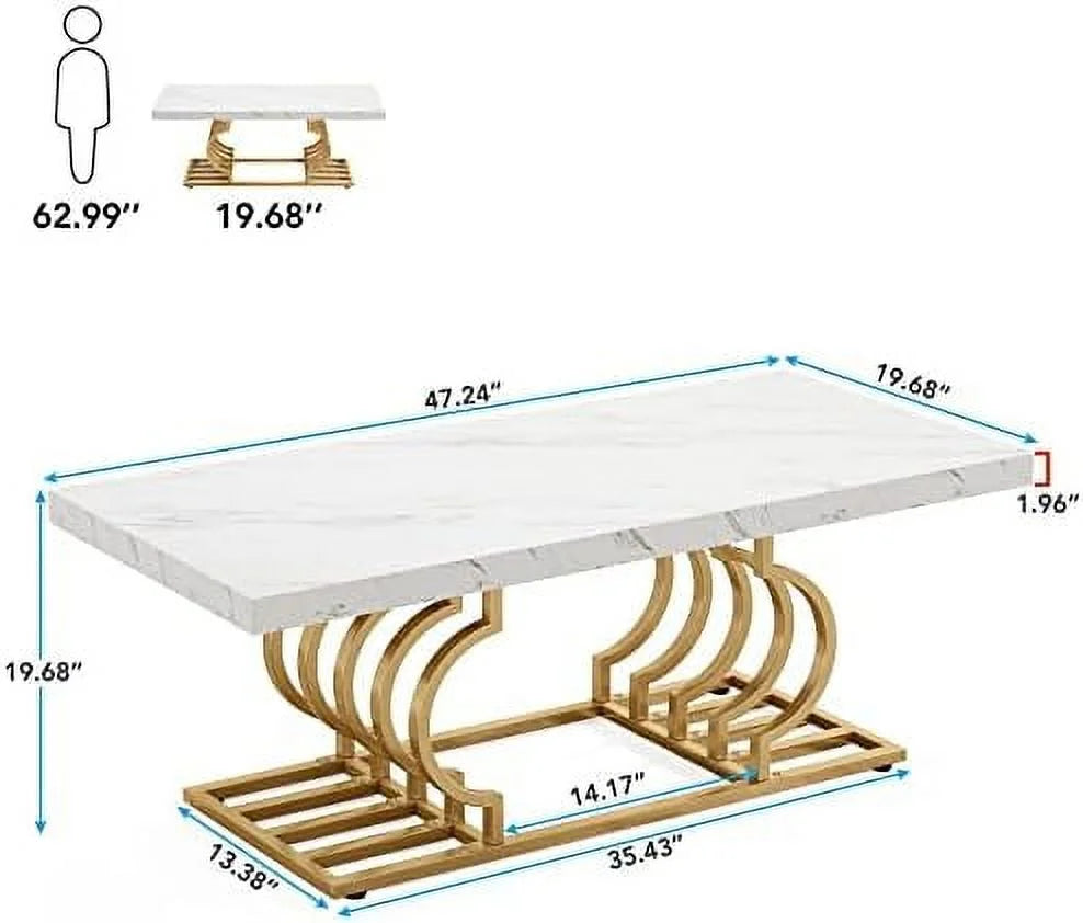 47 Inch Faux Marble Coffee Table I929