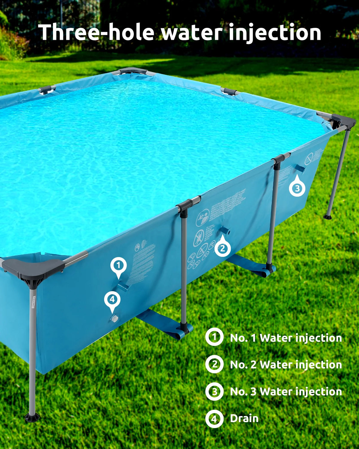 15ft Rectangle Metal Frame Swimming Pool J830078