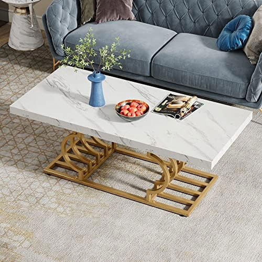47 Inch Faux Marble Coffee Table I929