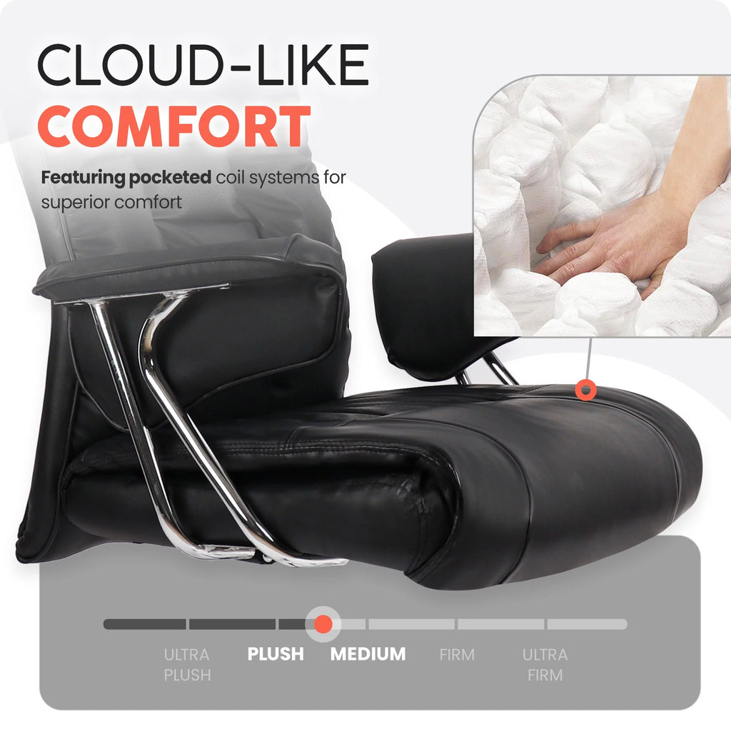 Black PU Leather Reclining Office Chair K69798