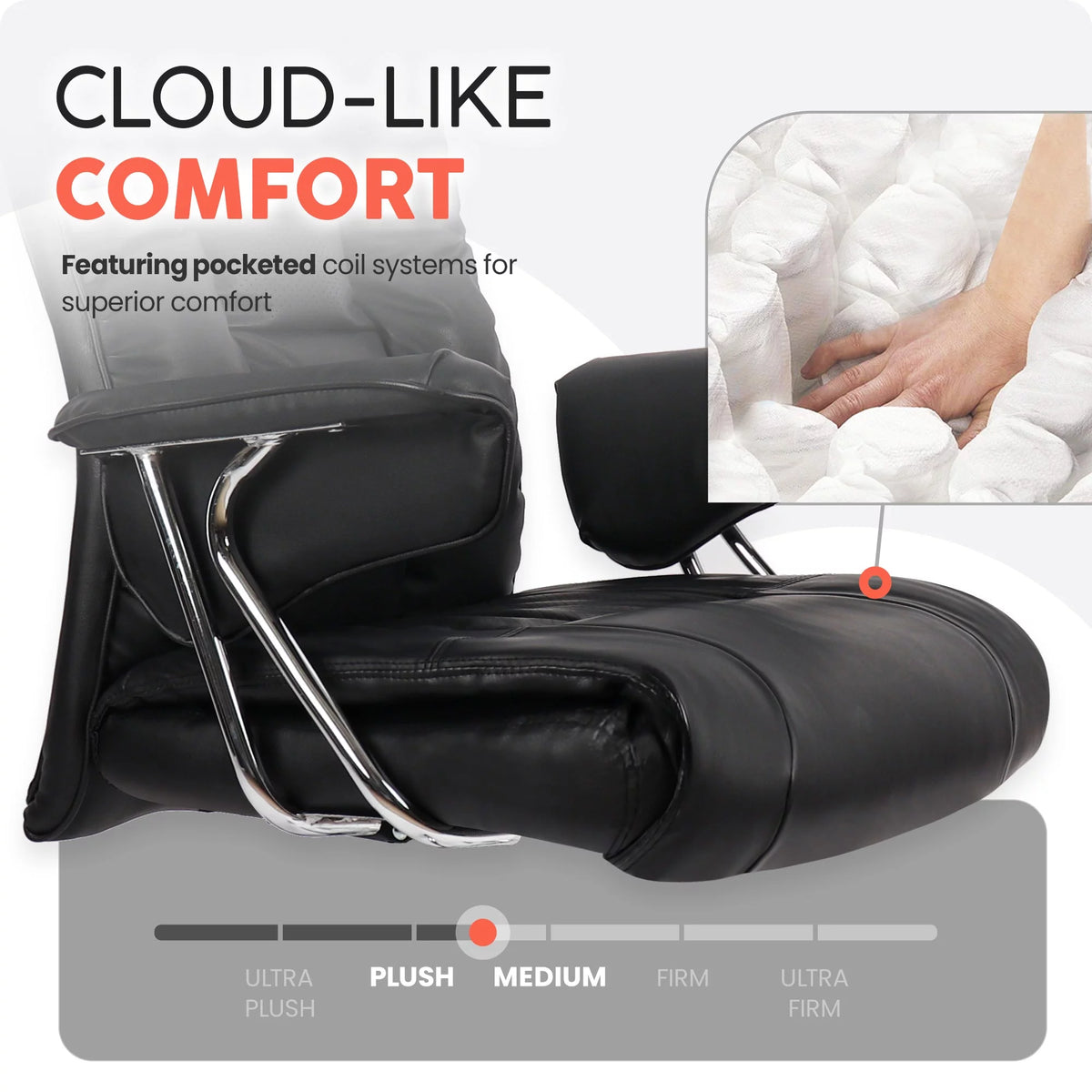 Black PU Leather Reclining Office Chair K69798