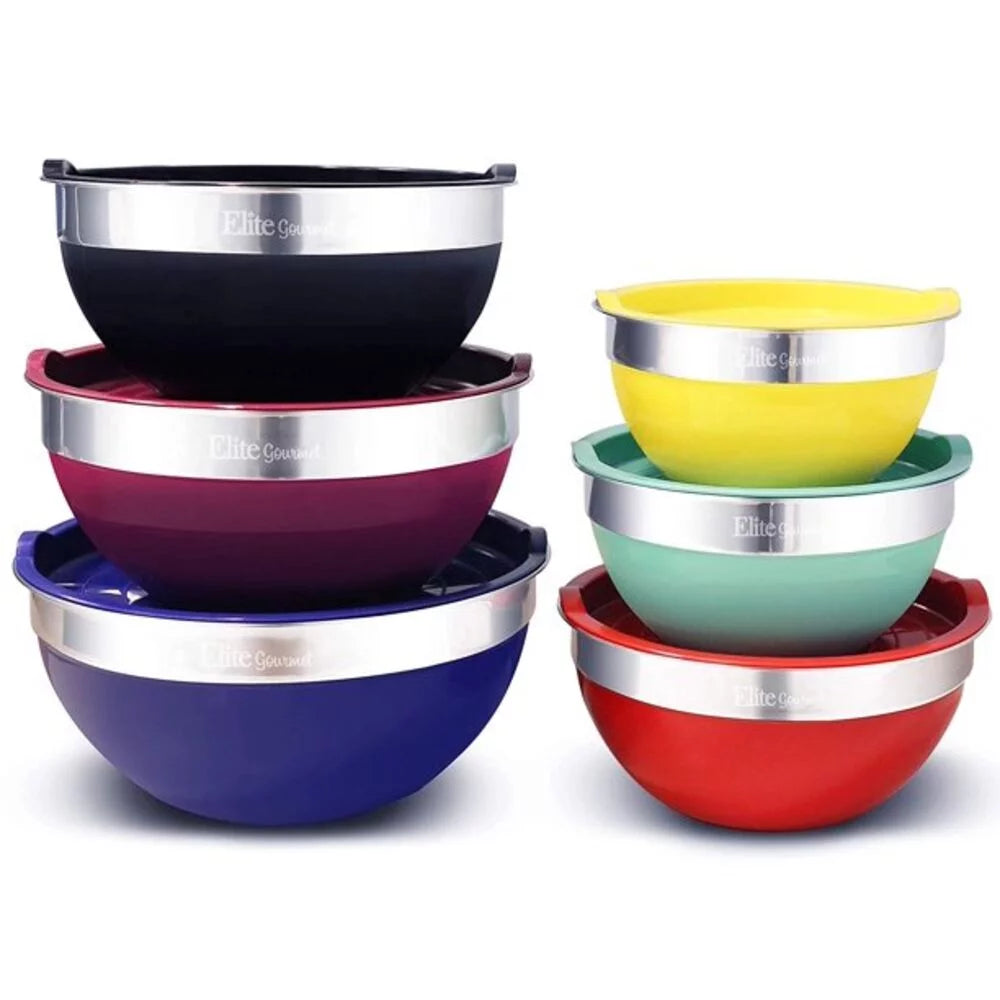 Silicone Stainless Steel Mixing Bowl Set 12 Pieces O927231