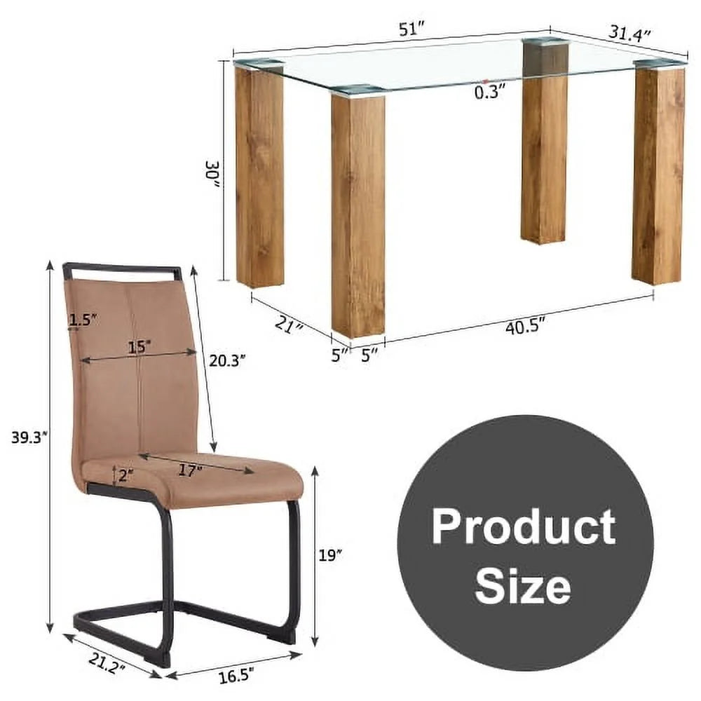 1 Table 4 Chairs Modern Minimalist Glass Dining Table Set Y958