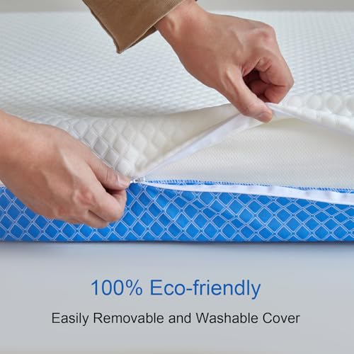 Baby Crib Mattress with Removable Outer Cover, White & Blue H378506