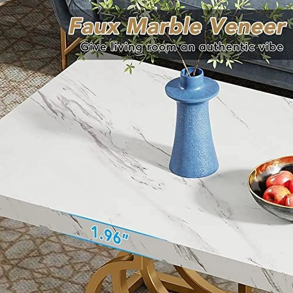 47 Inch Faux Marble Coffee Table I929