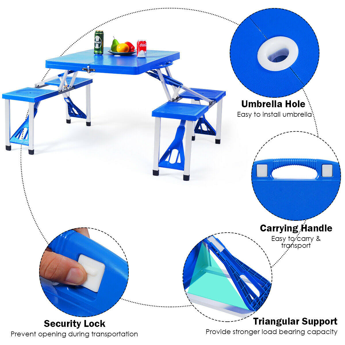 Folding Camping Table and Bench Set Y7067