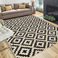 Waterproof Reversible Outdoor Rug 5x8 ft Black & Beige Q5411