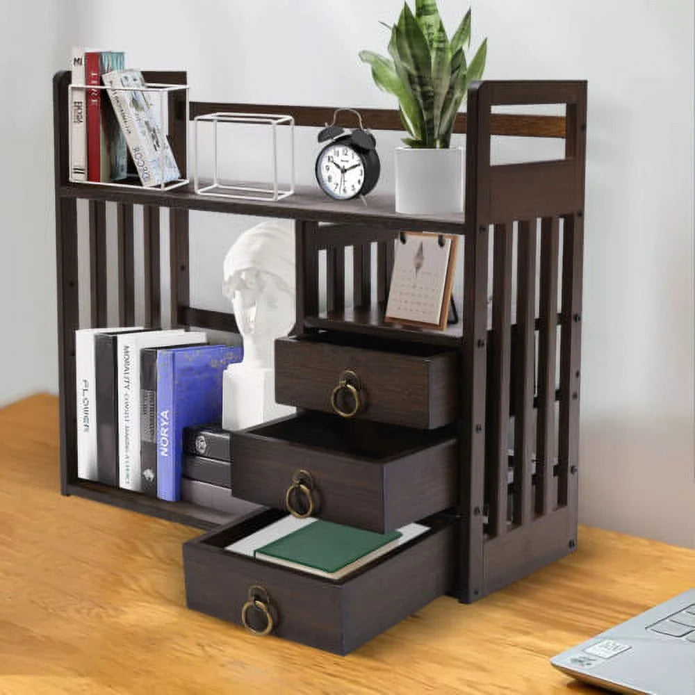 3 Drawers Bamboo Top Desktop Bookshelf Q7258