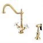 Deck Mount Kitchen Faucet with Brass Sprayer Polished Brass T5915