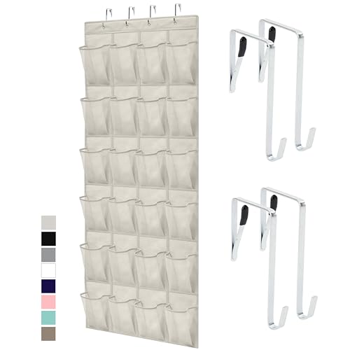 Over the Door Shoe Organizer, 24 Mesh Pockets, Black N3783