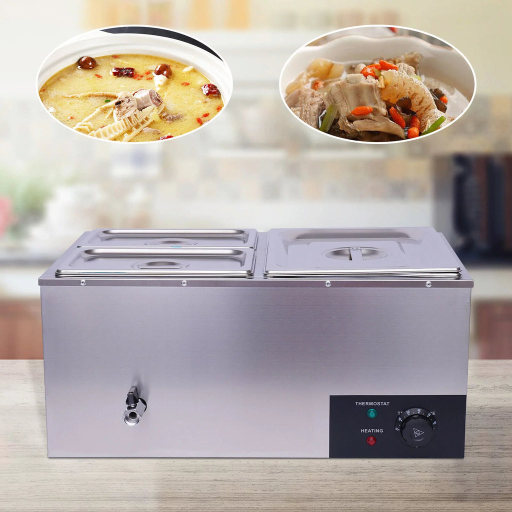 3-Pan Stainless Steel Electric Food Warmer with Lids 600W W548765