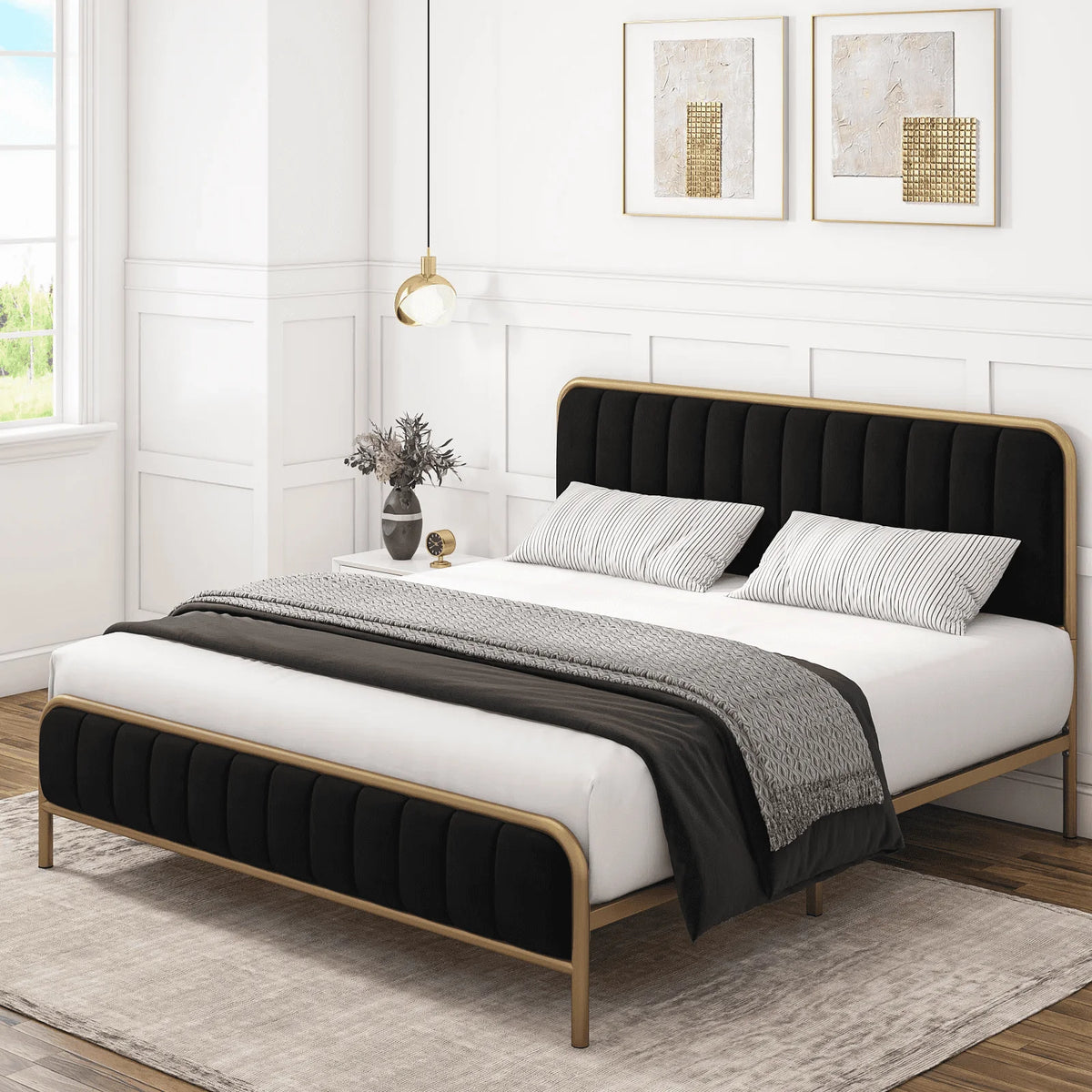 King Size Tufted Upholstered Bed Frame Q523
