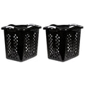 Black 2 Bushel Plastic Laundry Basket with Handles, 2 Pack X345181