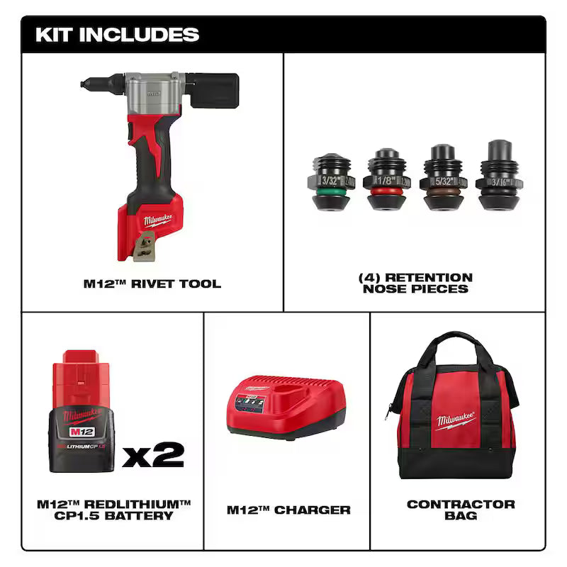 12-Volt Cordless Rivet Tool Kit with 1.5Ah Batteries and Charger H184538