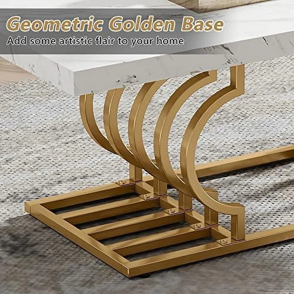 47 Inch Faux Marble Coffee Table I929