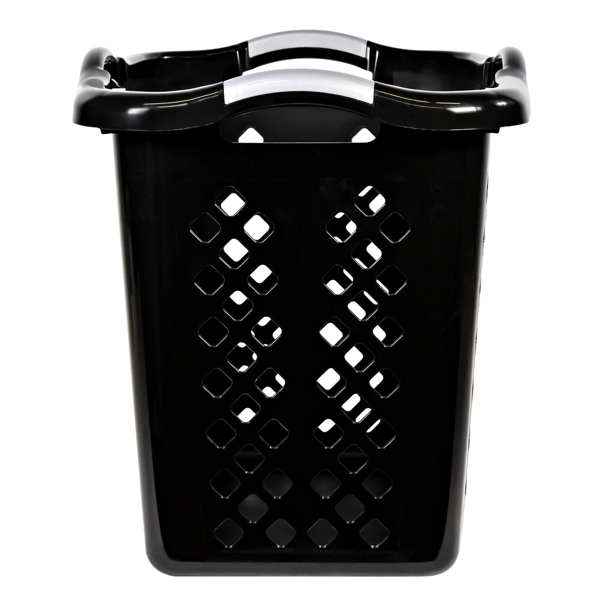 Black 2 Bushel Plastic Laundry Basket with Handles, 2 Pack X345181