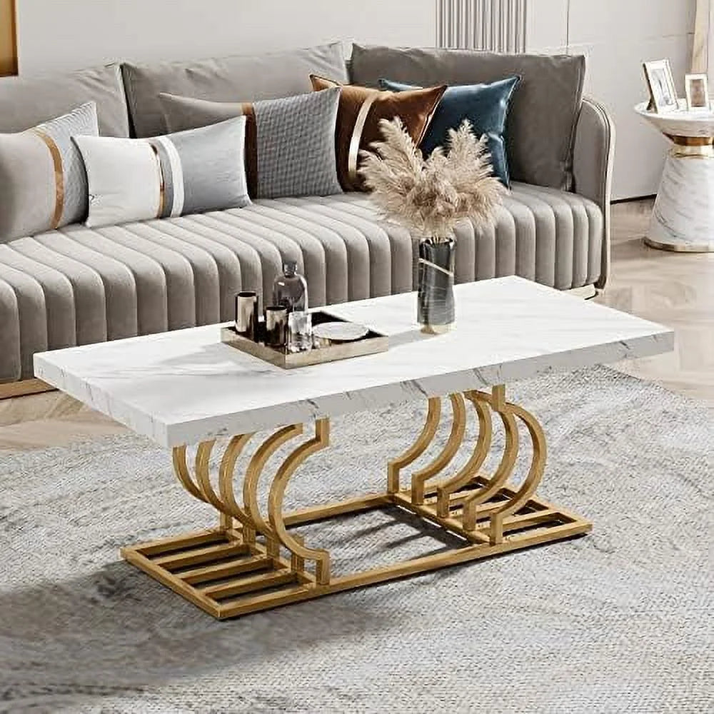 47 Inch Faux Marble Coffee Table I929